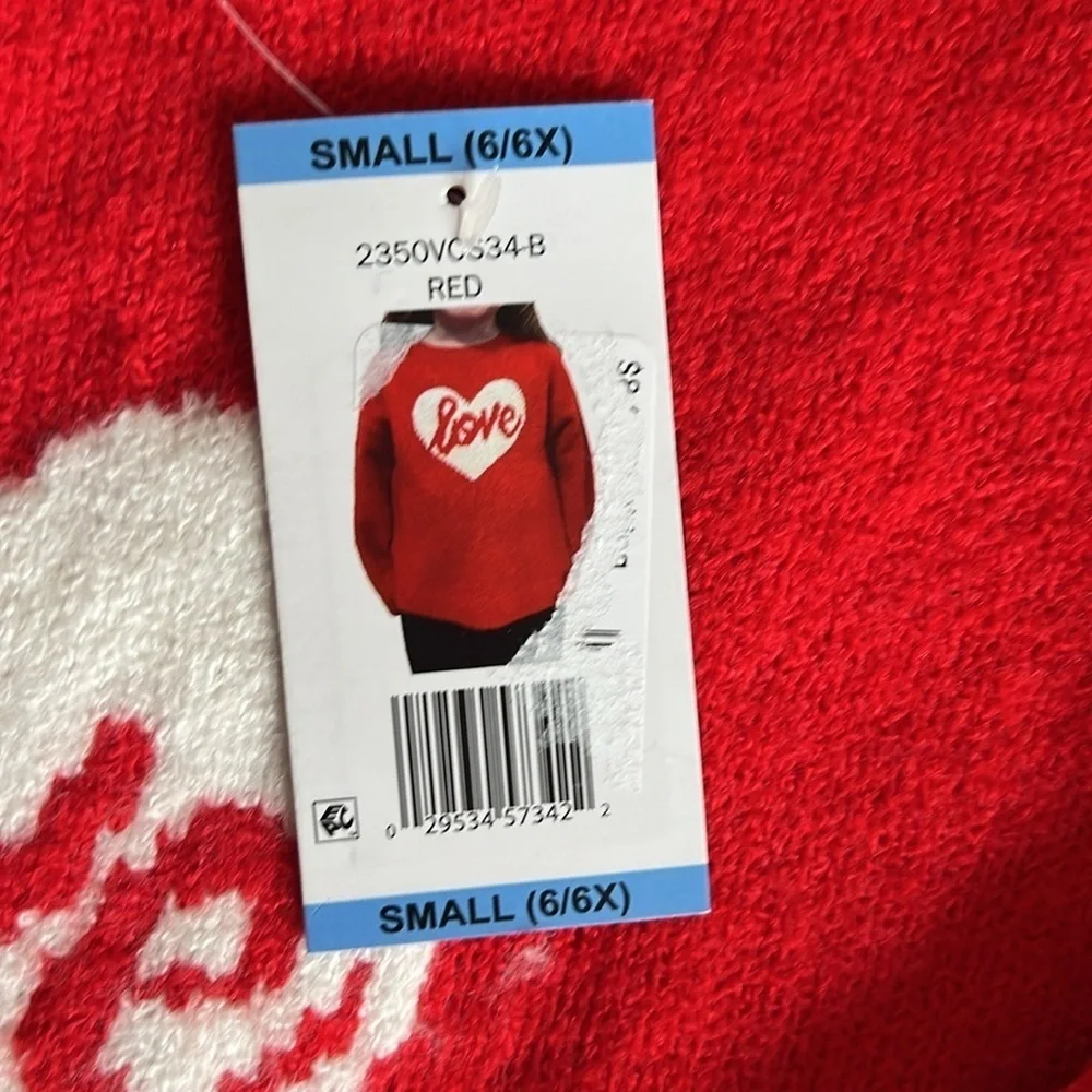 Girl's Vince Camuto Love Heart Valentine's Day Red and White Sweater -NWT